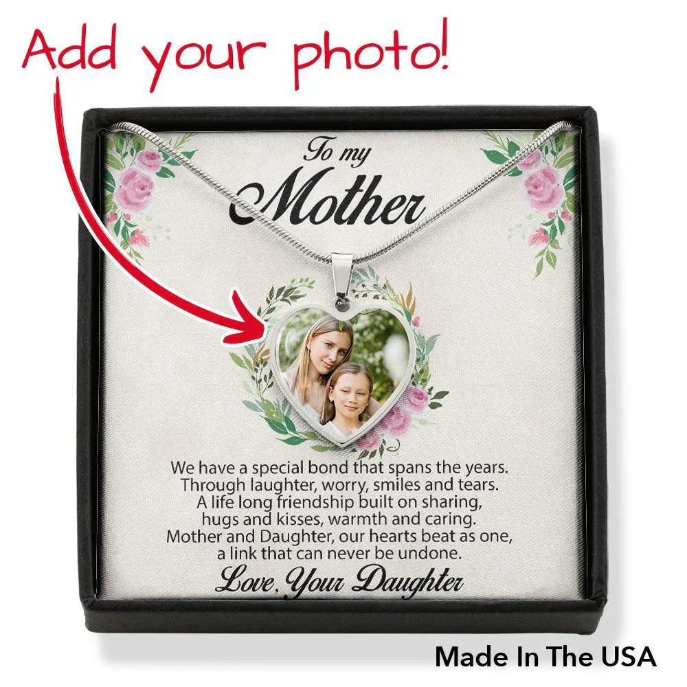 Gift for Mother from Daughter Custom Photo Upload Heart Pendant Necklace