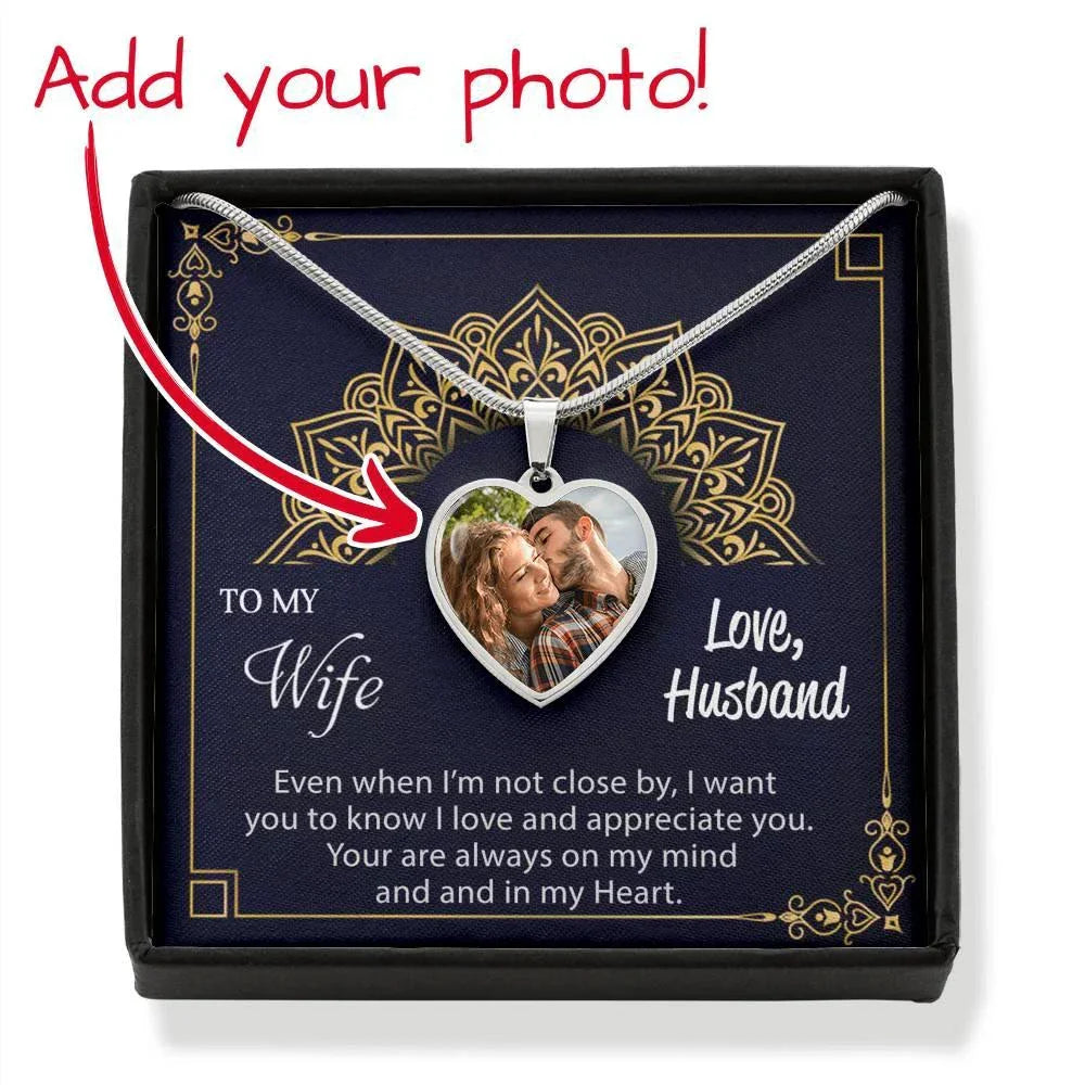 Gift for Wife Custom Photo Upload Heart Pendant Necklace