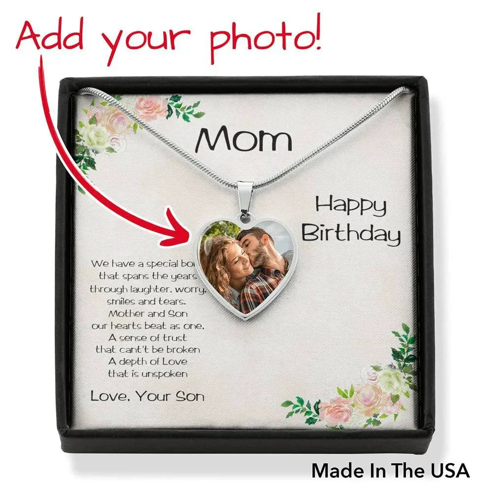 Mother Birthday Personalized Photo Upload Heart Pendant from Son