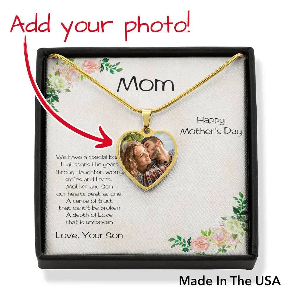 Mother's Day Personalized Heart Photo Upload Necklace from Son