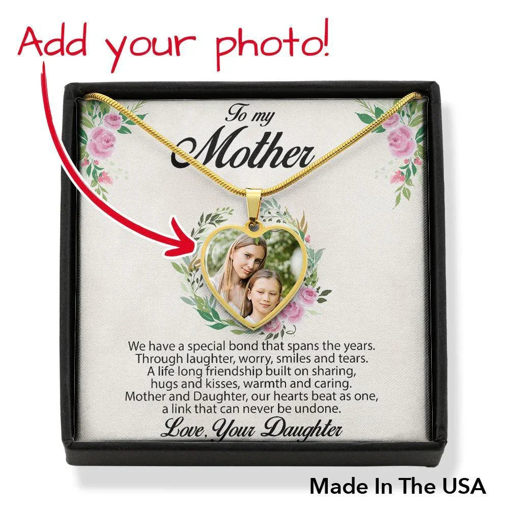 Gift for Mother from Daughter Custom Photo Upload Heart Pendant Necklace