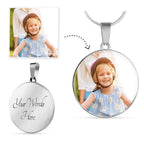 Personalized Photo and Engraved Round Pendant Necklace