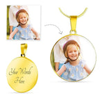 Personalized Photo and Engraved Round Pendant Necklace