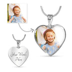 Personalized Photo Heart Pendant Necklace with Engraving