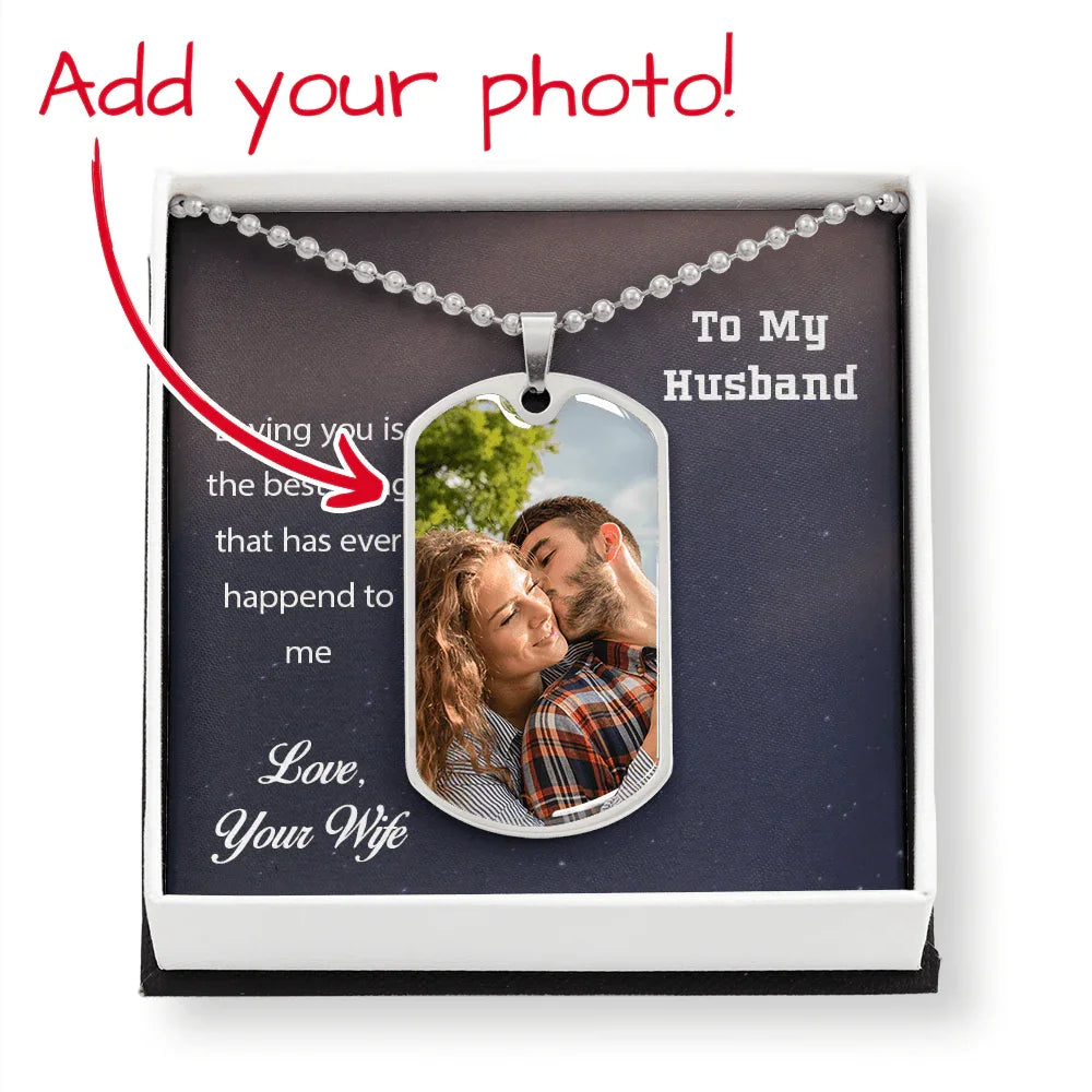 Gift for husband - Loving You - Custom Photo Upload Pendant Necklace
