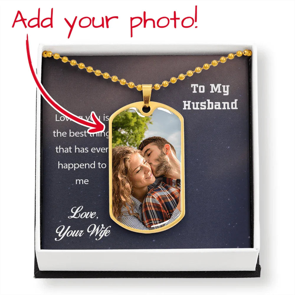 Gift for husband - Loving You - Custom Photo Upload Pendant Necklace