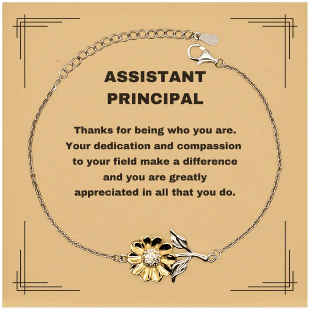 Assistant Principal Sunflower Bracelet - Thanks for being who you are - Birthday Christmas Jewelry Gifts Coworkers Colleague Boss