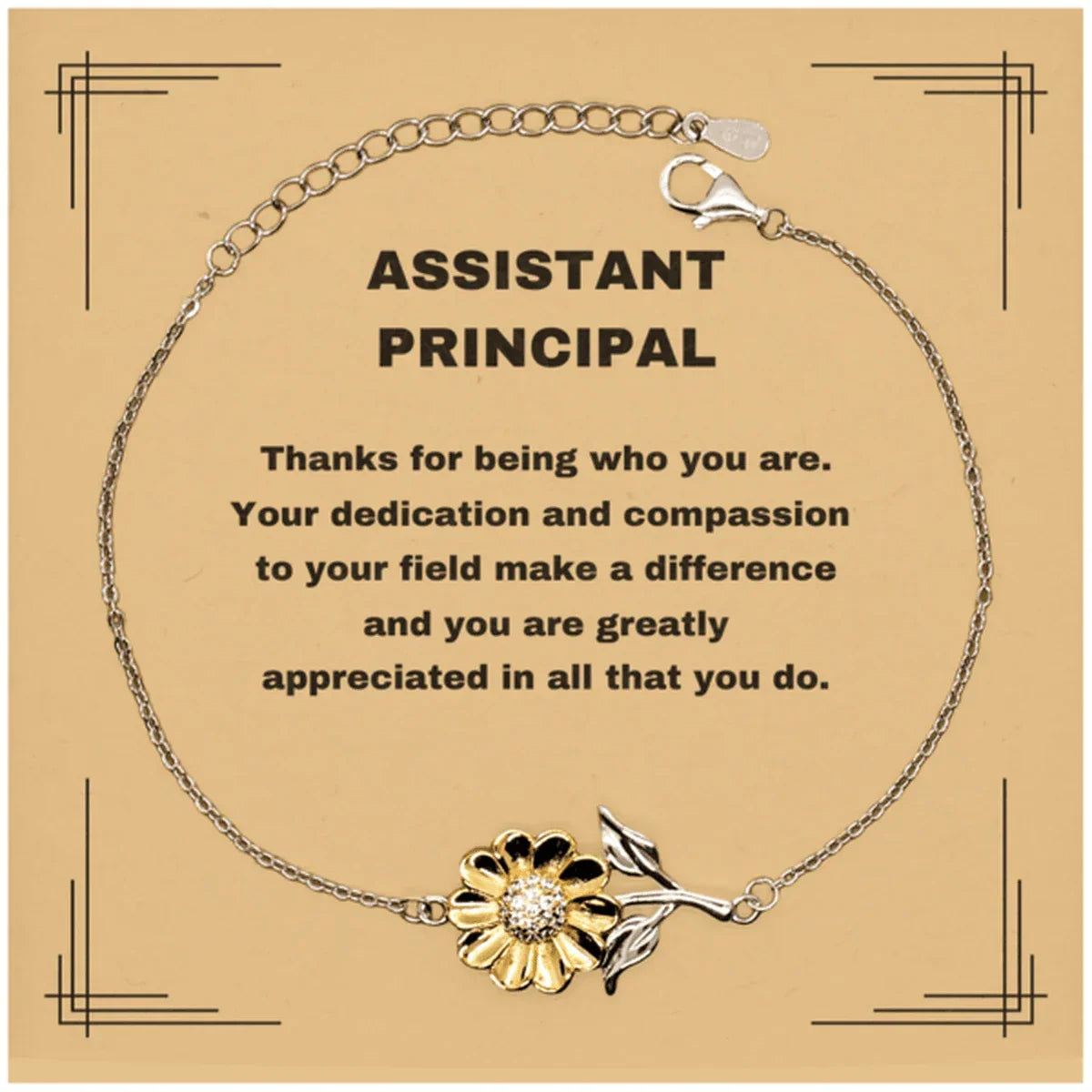 Assistant Principal Sunflower Bracelet - Thanks for being who you are - Birthday Christmas Jewelry Gifts Coworkers Colleague Boss