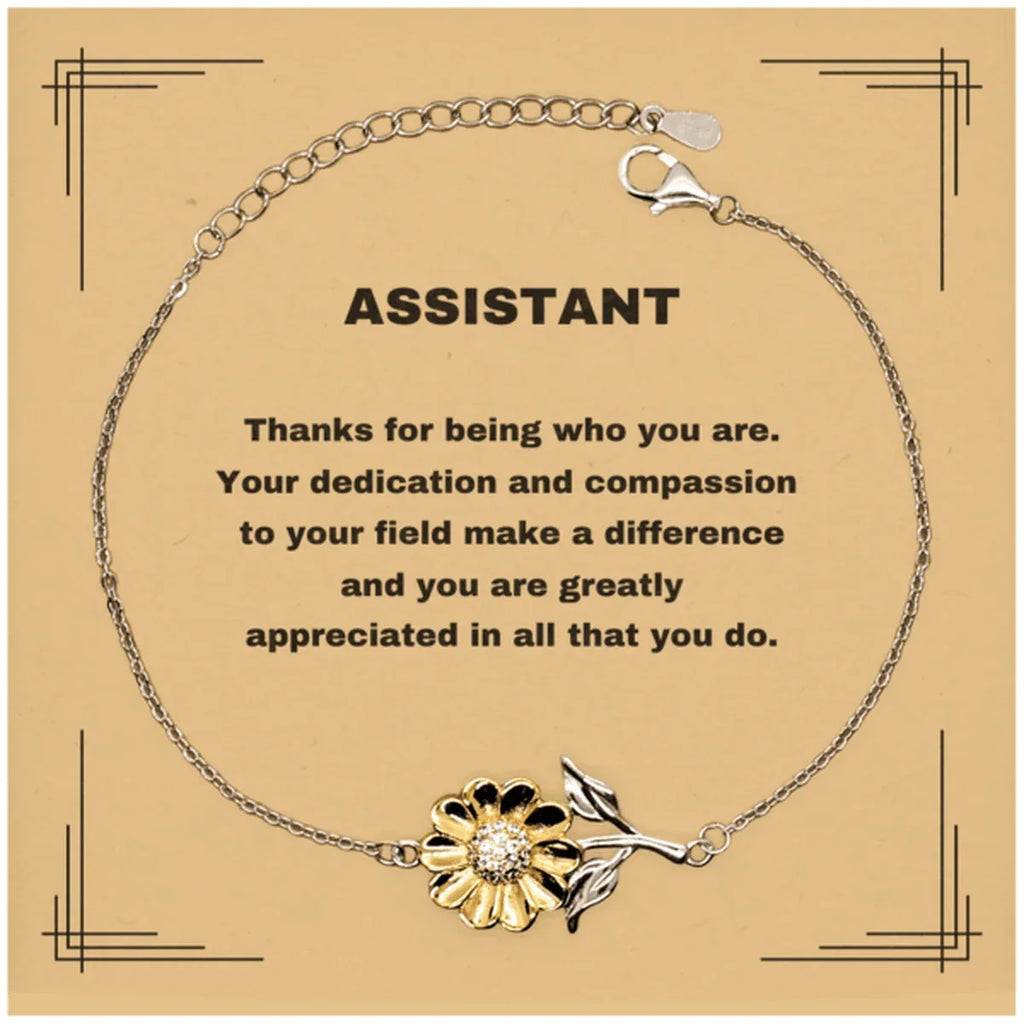 Assistant Sunflower Bracelet - Thanks for being who you are - Birthday Christmas Jewelry Gifts Coworkers Colleague Boss