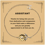Assistant Sunflower Bracelet - Thanks for being who you are - Birthday Christmas Jewelry Gifts Coworkers Colleague Boss