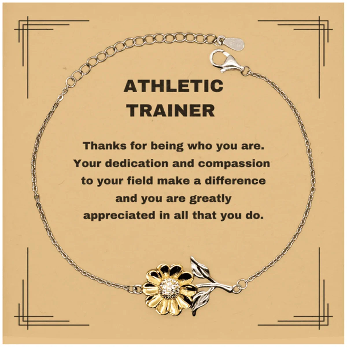 Athletic Trainer Sunflower Bracelet - Thanks for being who you are - Birthday Christmas Jewelry Gifts Coworkers Colleague Boss