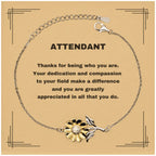 Attendant Sunflower Bracelet - Thanks for being who you are - Birthday Christmas Jewelry Gifts Coworkers Colleague Boss