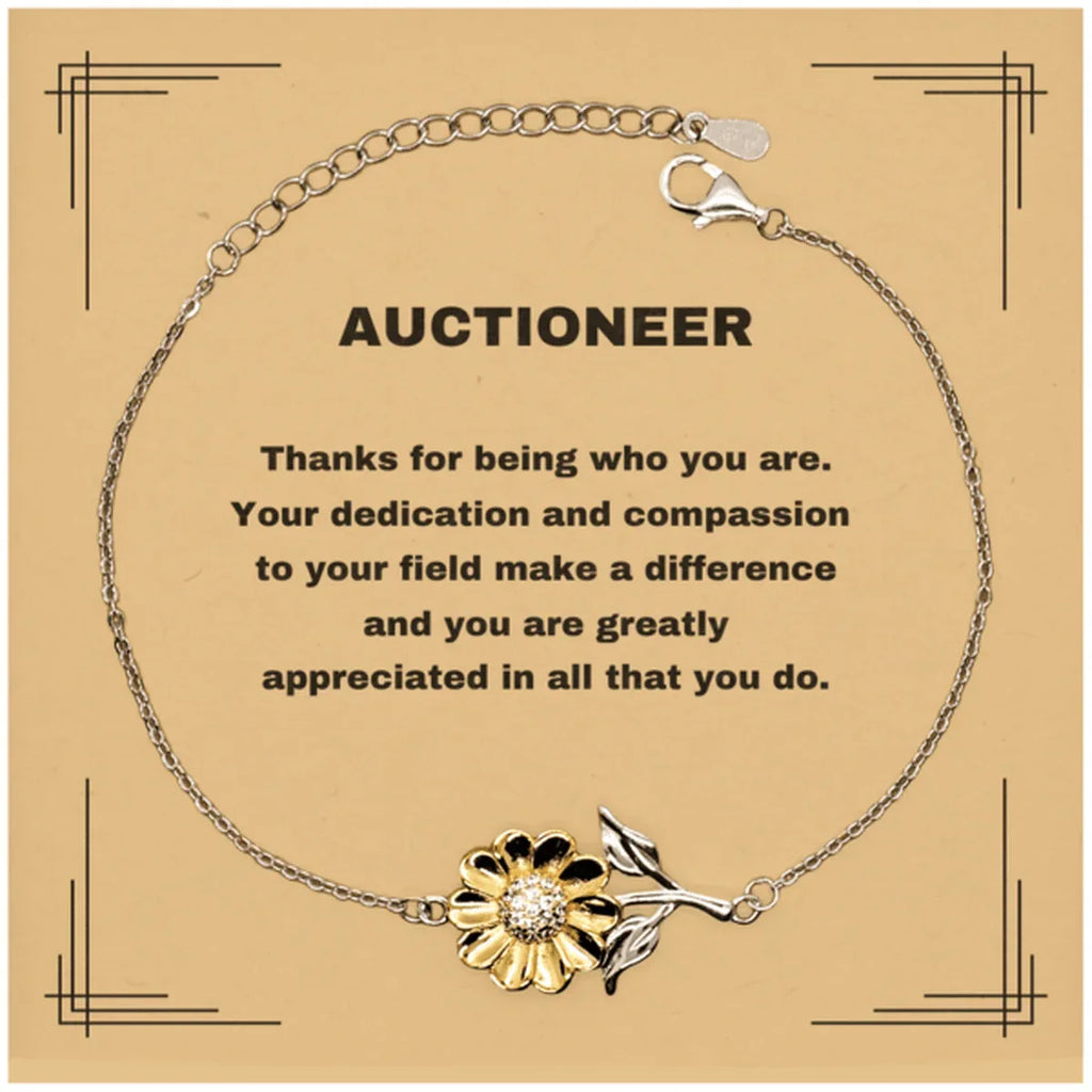 Auctioneer Sunflower Bracelet - Thanks for being who you are - Birthday Christmas Jewelry Gifts Coworkers Colleague Boss