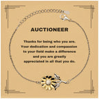 Auctioneer Sunflower Bracelet - Thanks for being who you are - Birthday Christmas Jewelry Gifts Coworkers Colleague Boss