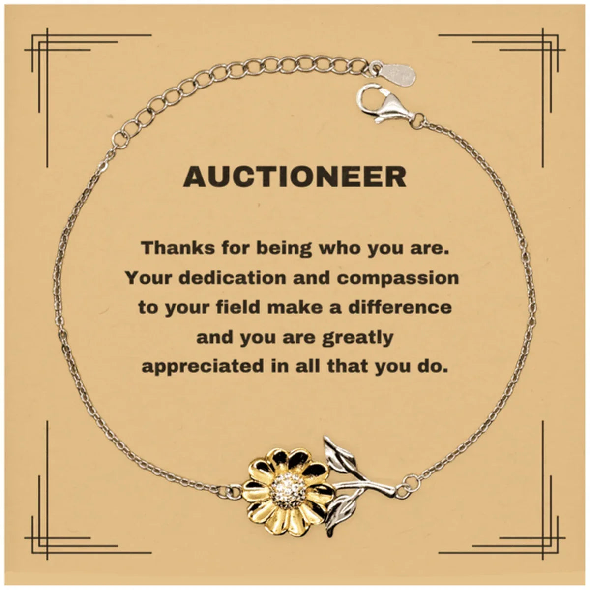 Auctioneer Sunflower Bracelet - Thanks for being who you are - Birthday Christmas Jewelry Gifts Coworkers Colleague Boss