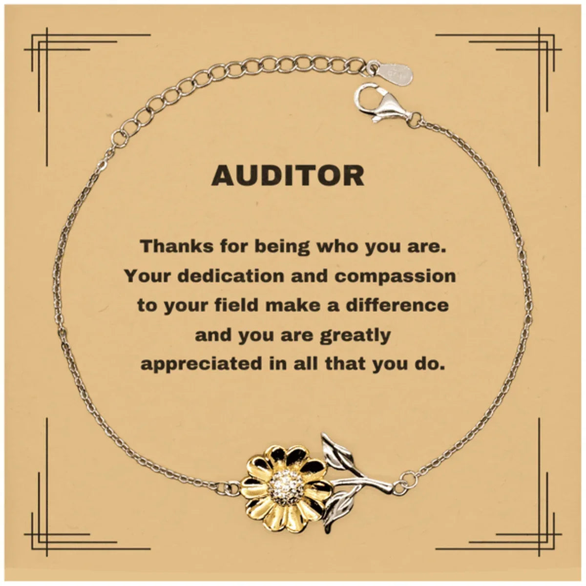 Auditor Sunflower Bracelet - Thanks for being who you are - Birthday Christmas Jewelry Gifts Coworkers Colleague Boss