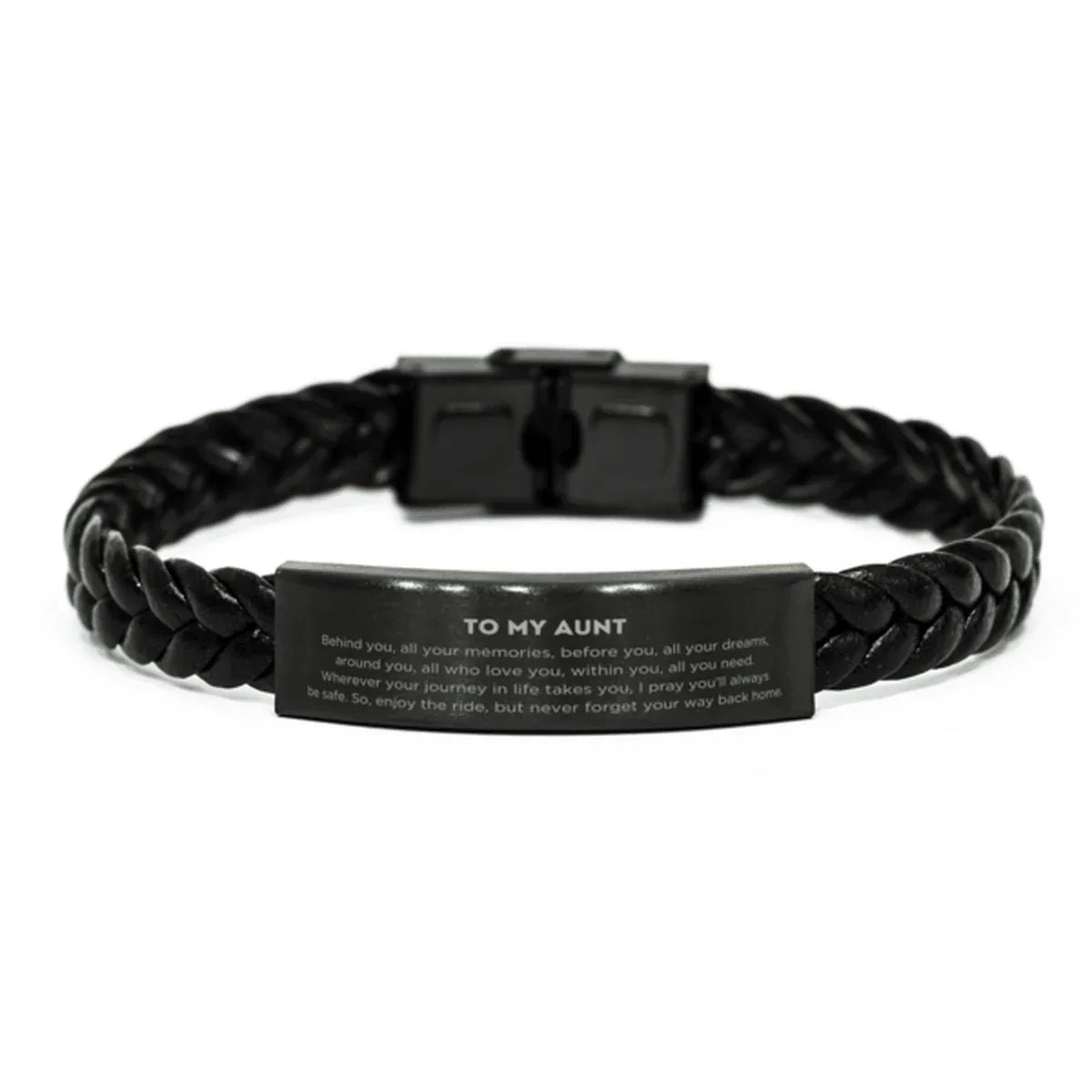 Aunt Gifts Inspirational Braided Leather Bracelet Birthday Christmas Gifts Behind you, all your memories, before you, all your dreams, around you, all who love you, within you, all you need