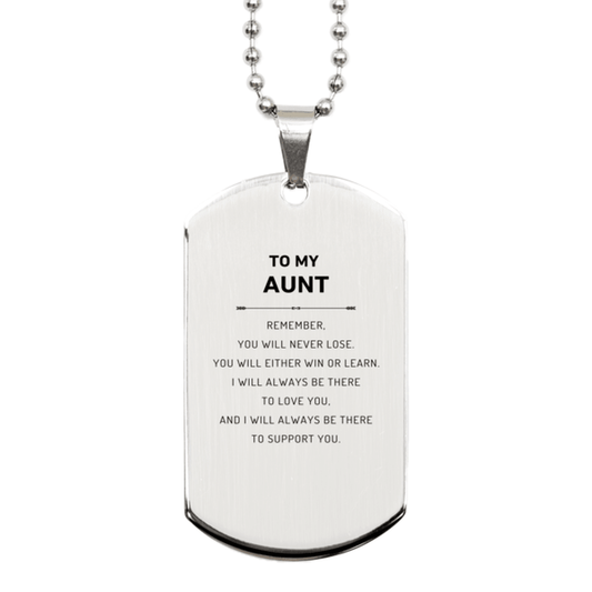 Aunt Gifts, To My Aunt Remember, you will never lose. You will either WIN or LEARN, Keepsake Silver Dog Tag For Aunt Engraved, Birthday Christmas Gifts Ideas For Aunt X-mas Gifts - Mallard Moon Gift Shop