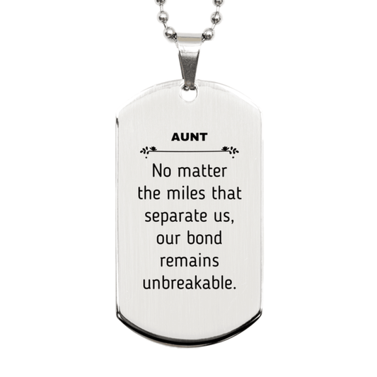 Aunt Long Distance Relationship Gifts, No matter the miles that separate us, Cute Love Silver Dog Tag For Aunt, Birthday Christmas Unique Gifts For Aunt - Mallard Moon Gift Shop