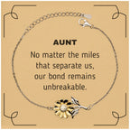 Aunt Long Distance Relationship Gifts, No matter the miles that separate us, Cute Love Sunflower Bracelet For Aunt, Birthday Christmas Unique Gifts For Aunt