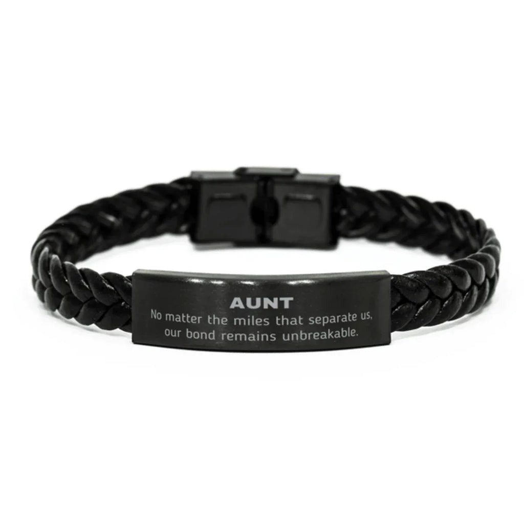 Aunt Long Distance Relationship No matter the miles that separate us, Our Bond Remains Unbreakable Braided Leather Bracelet Birthday Graduation Christmas Unique Gifts