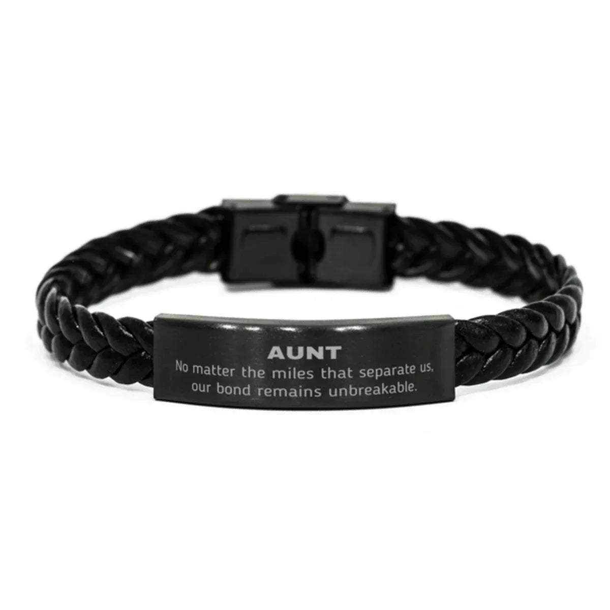 Aunt Long Distance Relationship No matter the miles that separate us, Our Bond Remains Unbreakable Braided Leather Bracelet Birthday Graduation Christmas Unique Gifts