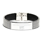Aunt Silver Engraved Stainless Steel Bracelet - Always Follow your Dreams - Birthday, Christmas Holiday Jewelry Gift