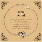 Aunt Sunflower Bracelet Gifts, To My Aunt You are braver than you believe, stronger than you seem, Inspirational Gifts For Aunt Card, Birthday, Christmas Gifts For Aunt Men Women