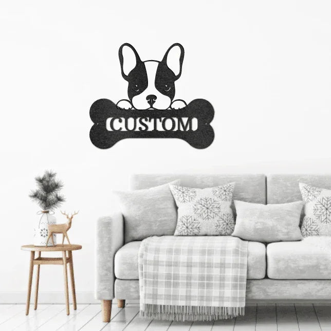French Bulldog Custom Name Metal Art Wall Sign