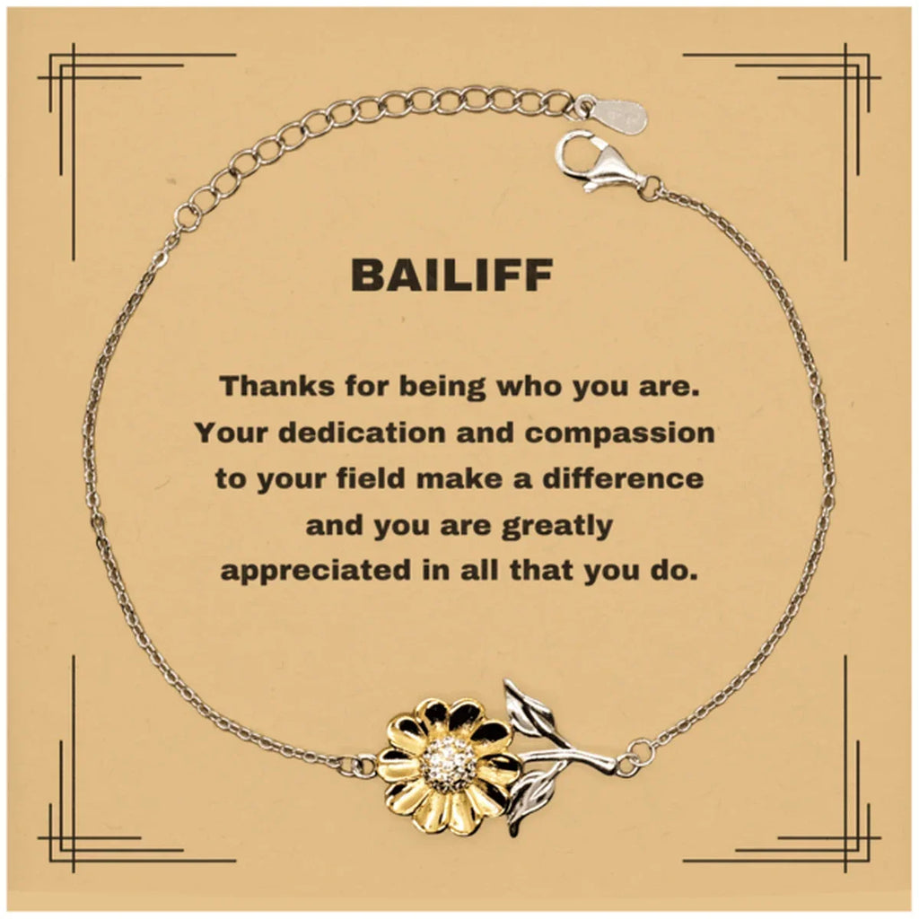 Bailiff Sunflower Bracelet - Thanks for being who you are - Birthday Christmas Jewelry Gifts Coworkers Colleague Boss