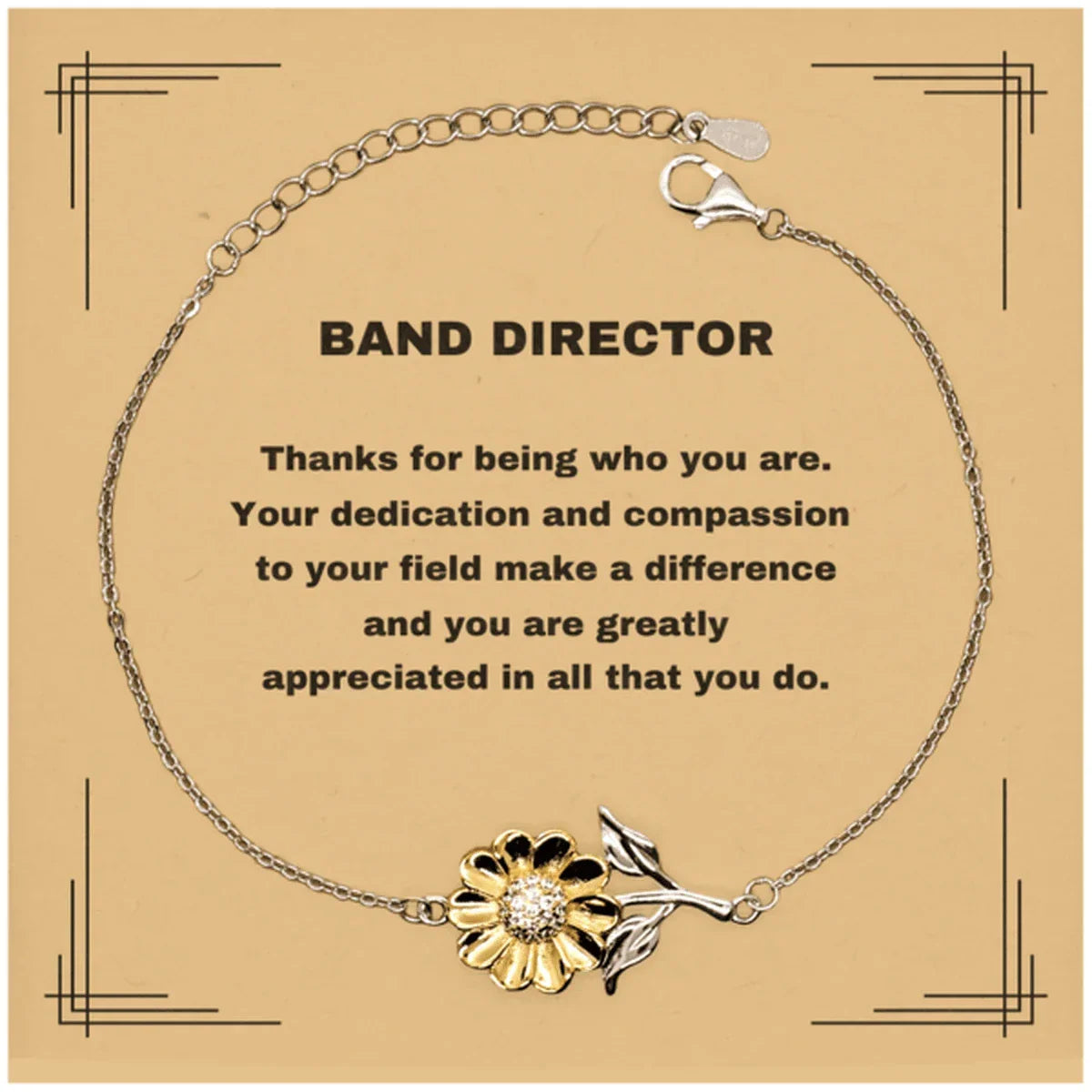 Band Director Sunflower Bracelet - Thanks for being who you are - Birthday Christmas Jewelry Gifts Coworkers Colleague Boss