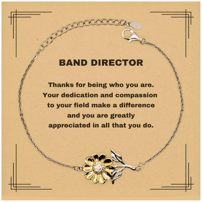 Band Director Sunflower Bracelet - Thanks for being who you are - Birthday Christmas Jewelry Gifts Coworkers Colleague Boss - Mallard Moon Gift Shop