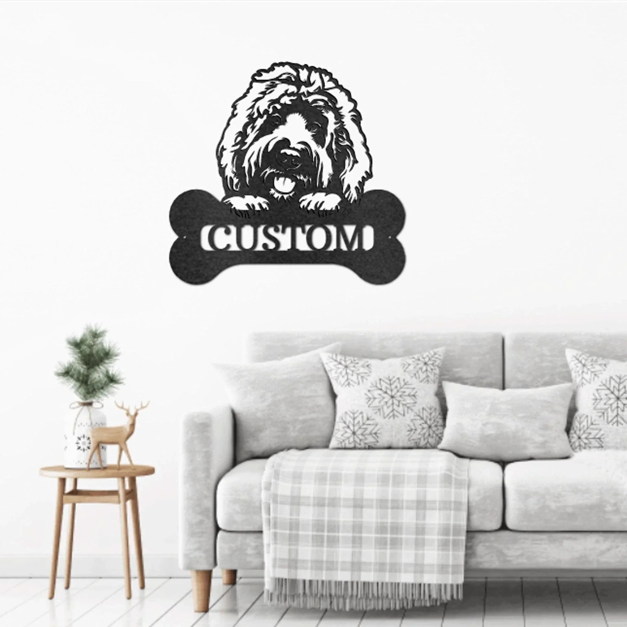 Goldendoodle Dog Custom Name Metal Art Wall Sign
