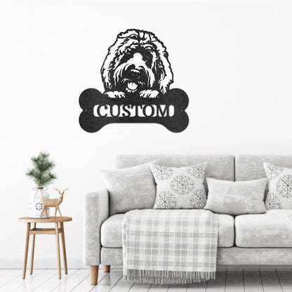 Goldendoodle Dog Custom Name Metal Art Wall Sign - Mallard Moon Gift Shop