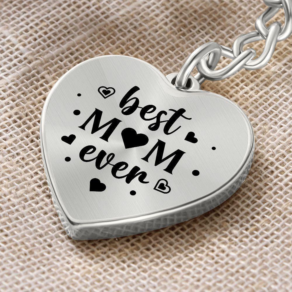 Best Mom Ever Engraved Heart Keychain – Stainless Steel Mother’s Day Gift, Cute Appreciation Keepsake for Moms