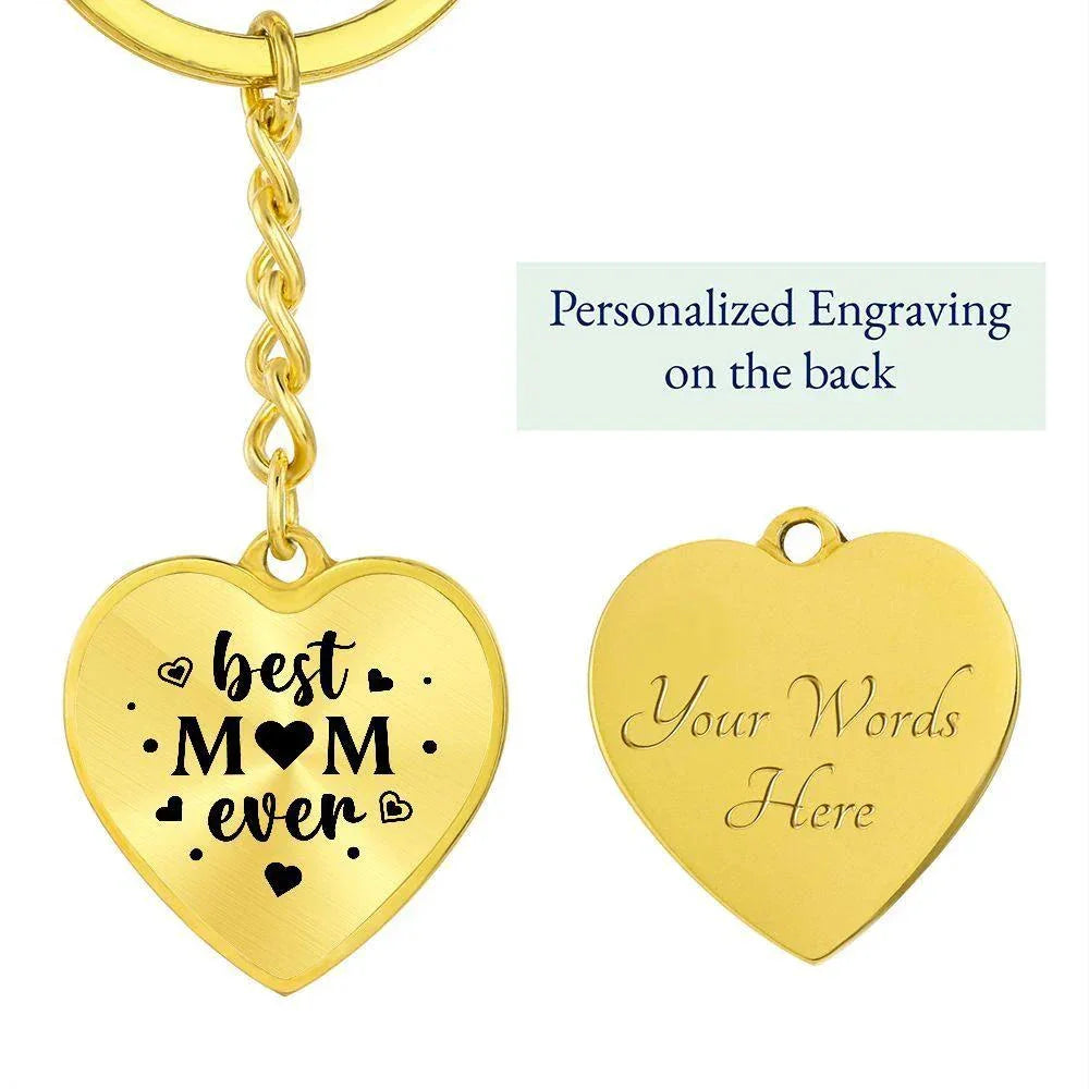 Best Mom Ever Engraved Heart Keychain – Stainless Steel Mother’s Day Gift, Cute Appreciation Keepsake for Moms