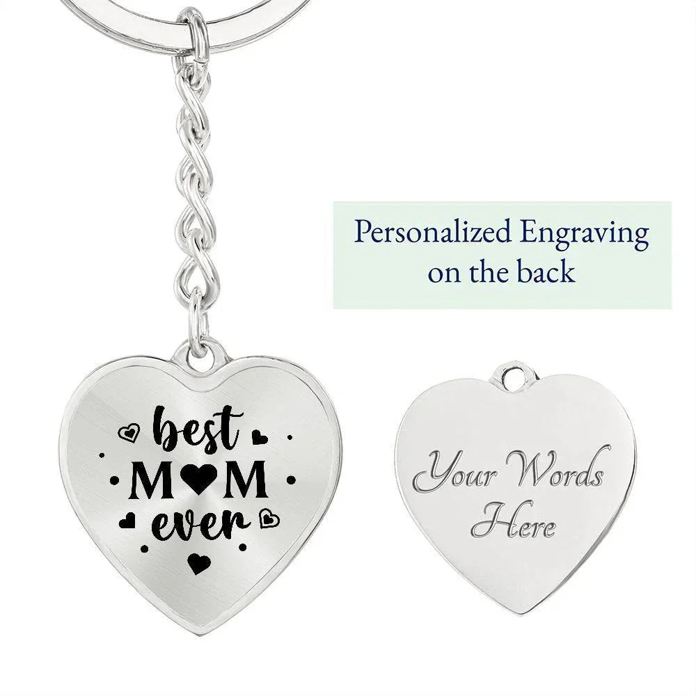 Best Mom Ever Engraved Heart Keychain – Stainless Steel Mother’s Day Gift, Cute Appreciation Keepsake for Moms
