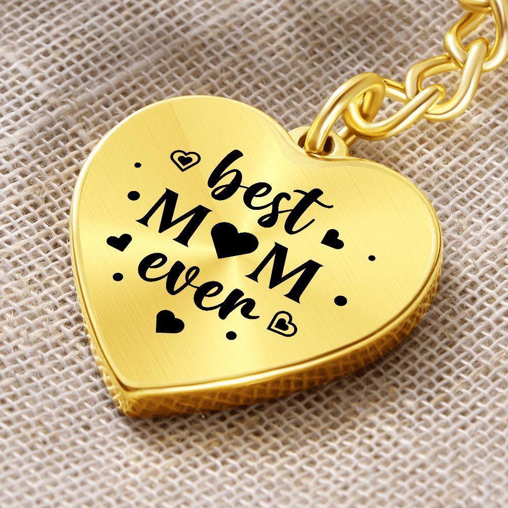 Best Mom Ever Engraved Heart Keychain – Stainless Steel Mother’s Day Gift, Cute Appreciation Keepsake for Moms
