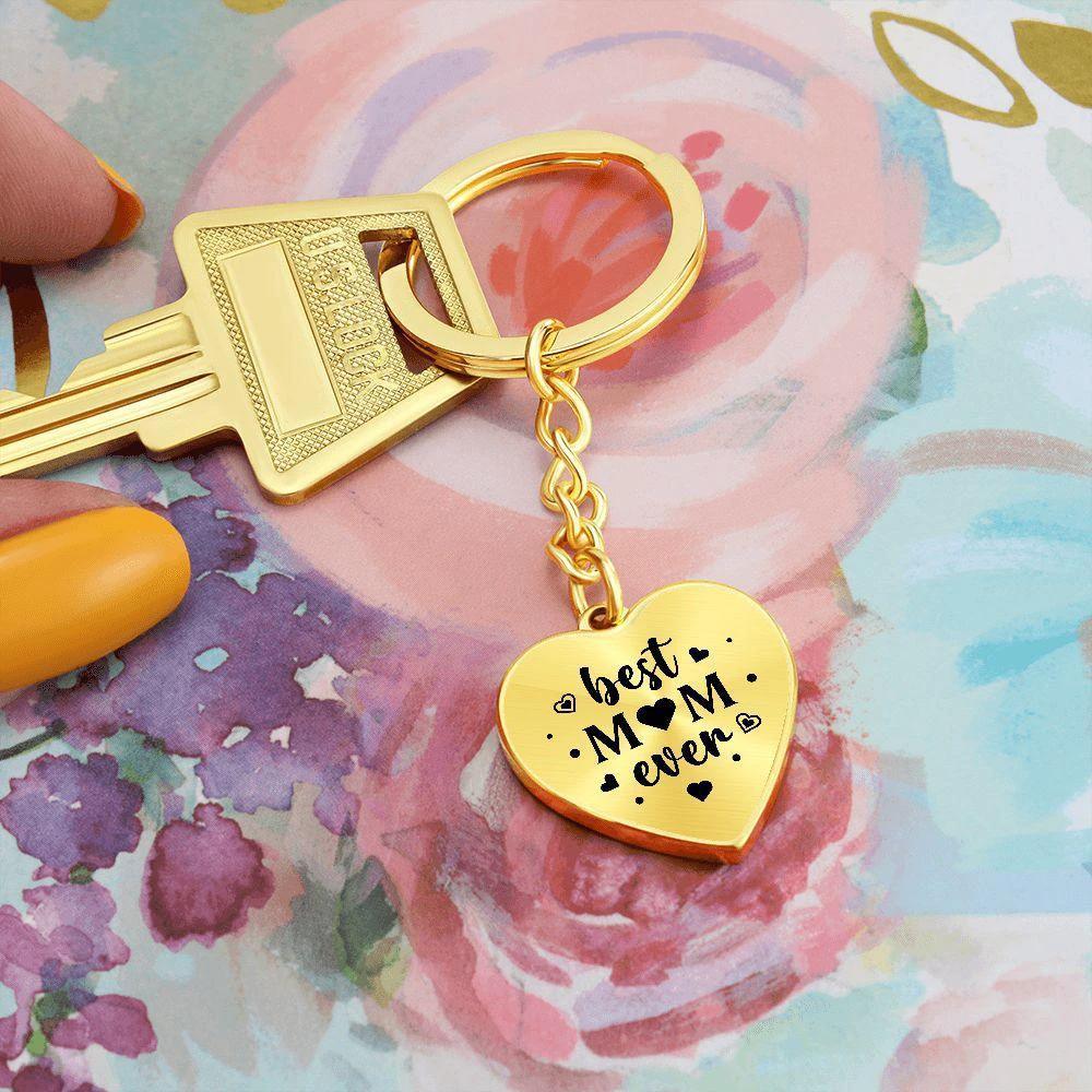 Best Mom Ever Engraved Heart Keychain – Stainless Steel Mother’s Day Gift, Cute Appreciation Keepsake for Moms