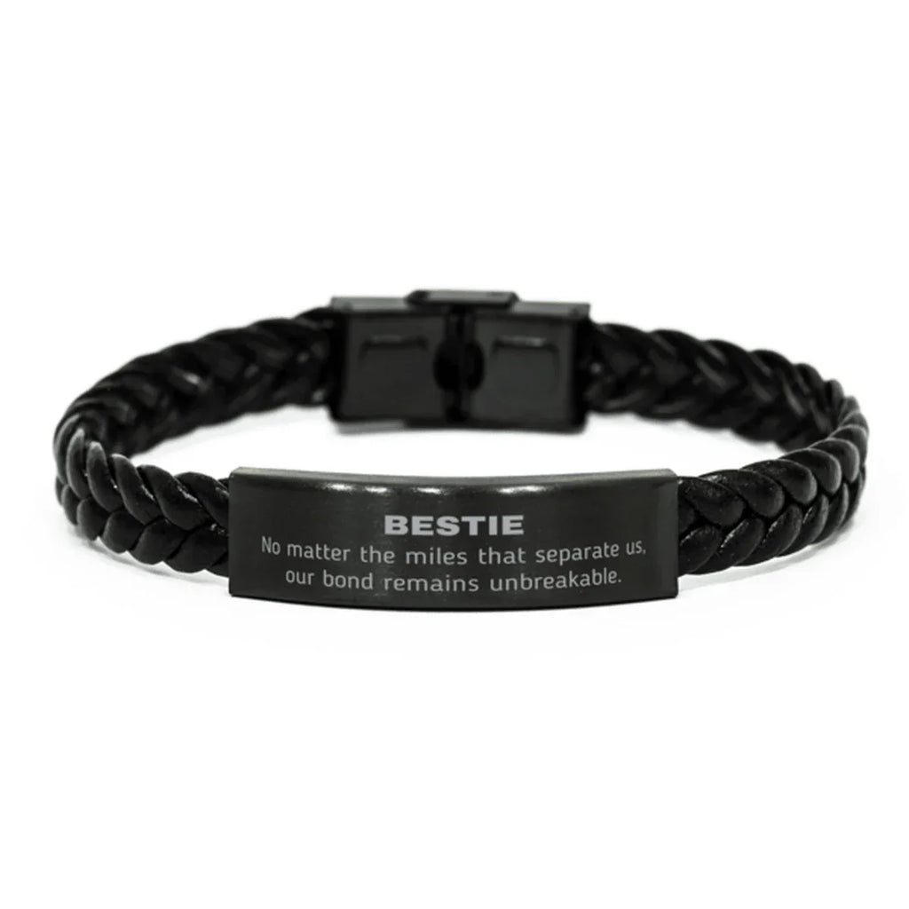 Bestie Long Distance Relationship No matter the miles that separate us, Our Bond Remains Unbreakable Braided Leather Bracelet Birthday Graduation Christmas Unique Gifts