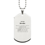 Bestie Silver Dog Tag Engraved Necklace You are braver than you believe, stronger than you seem, Inspirational Birthday, Christmas Gifts