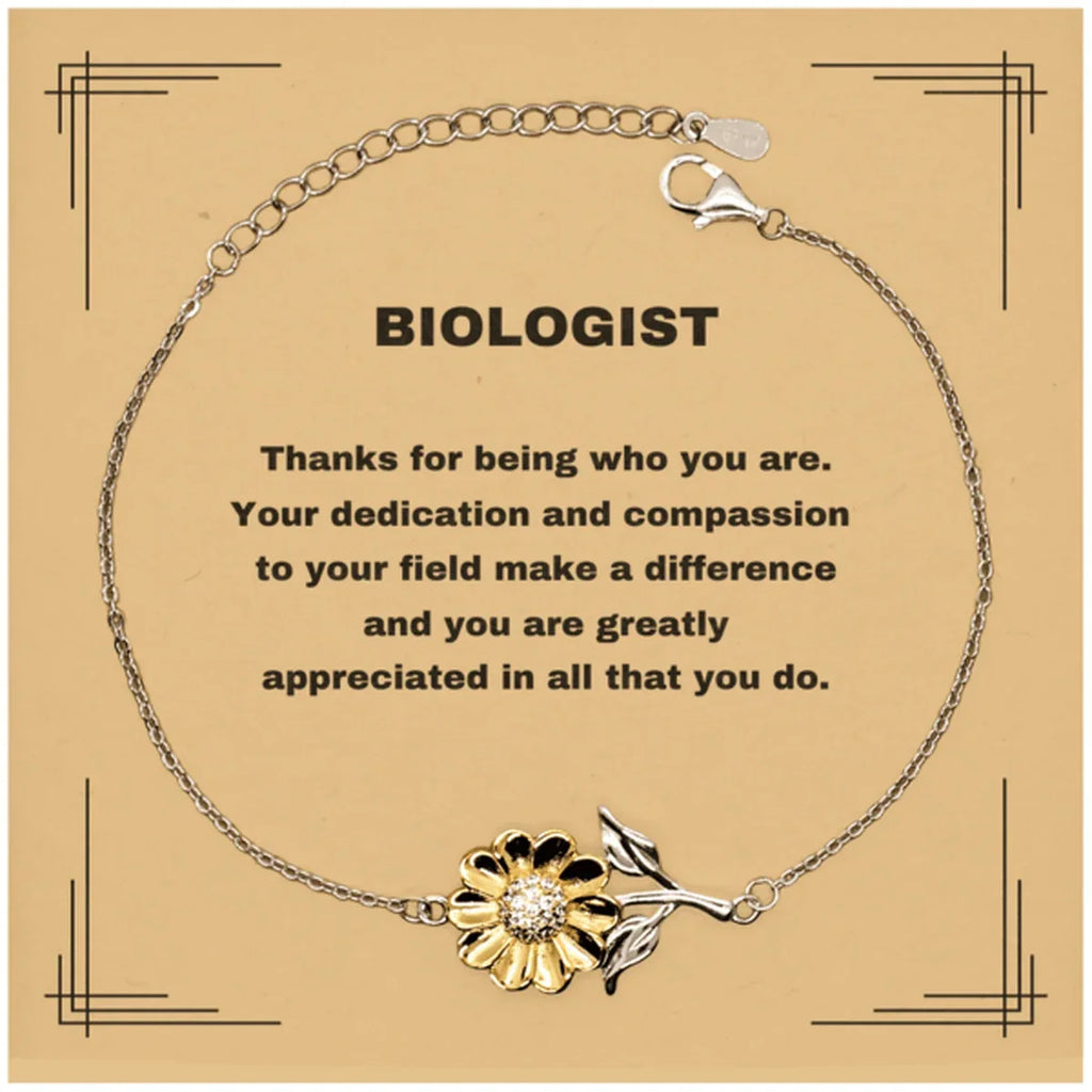 Biologist Sunflower Bracelet - Thanks for being who you are - Birthday Christmas Jewelry Gifts Coworkers Colleague Boss