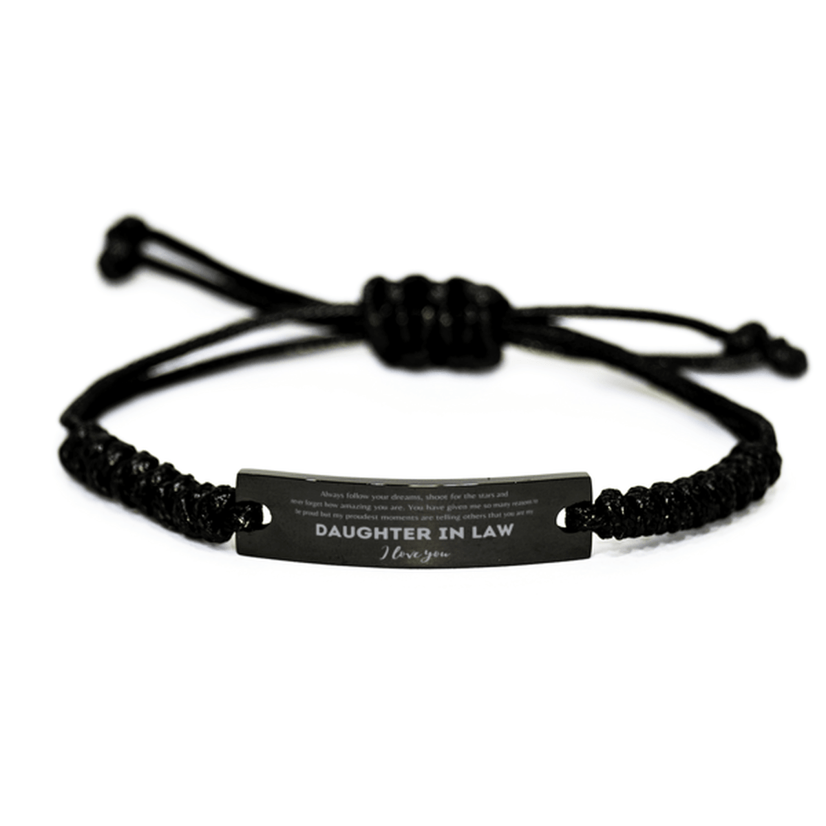 Black Rope Bracelet for Daughter In Law Present, Daughter In Law Always follow your dreams, never forget how amazing you are, Daughter In Law Birthday Christmas Gifts Jewelry for Girls Boys Teen Men Women - Mallard Moon Gift Shop