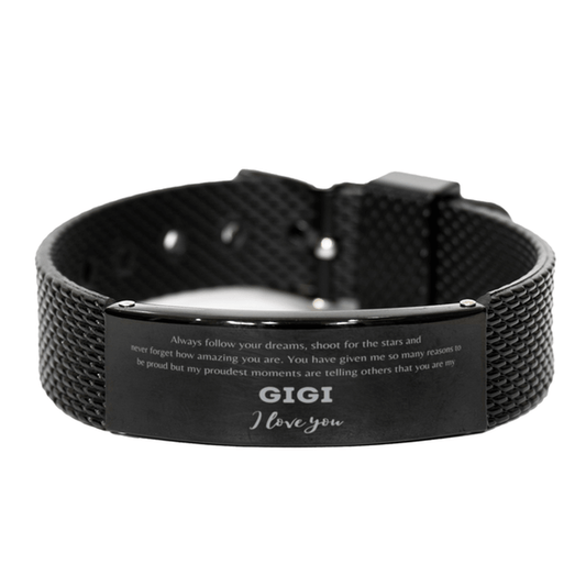 Black Shark Mesh Bracelet for Gigi Present, Gigi Always follow your dreams, never forget how amazing you are, Gigi Birthday Christmas Gifts Jewelry for Girls Boys Teen Men Women - Mallard Moon Gift Shop