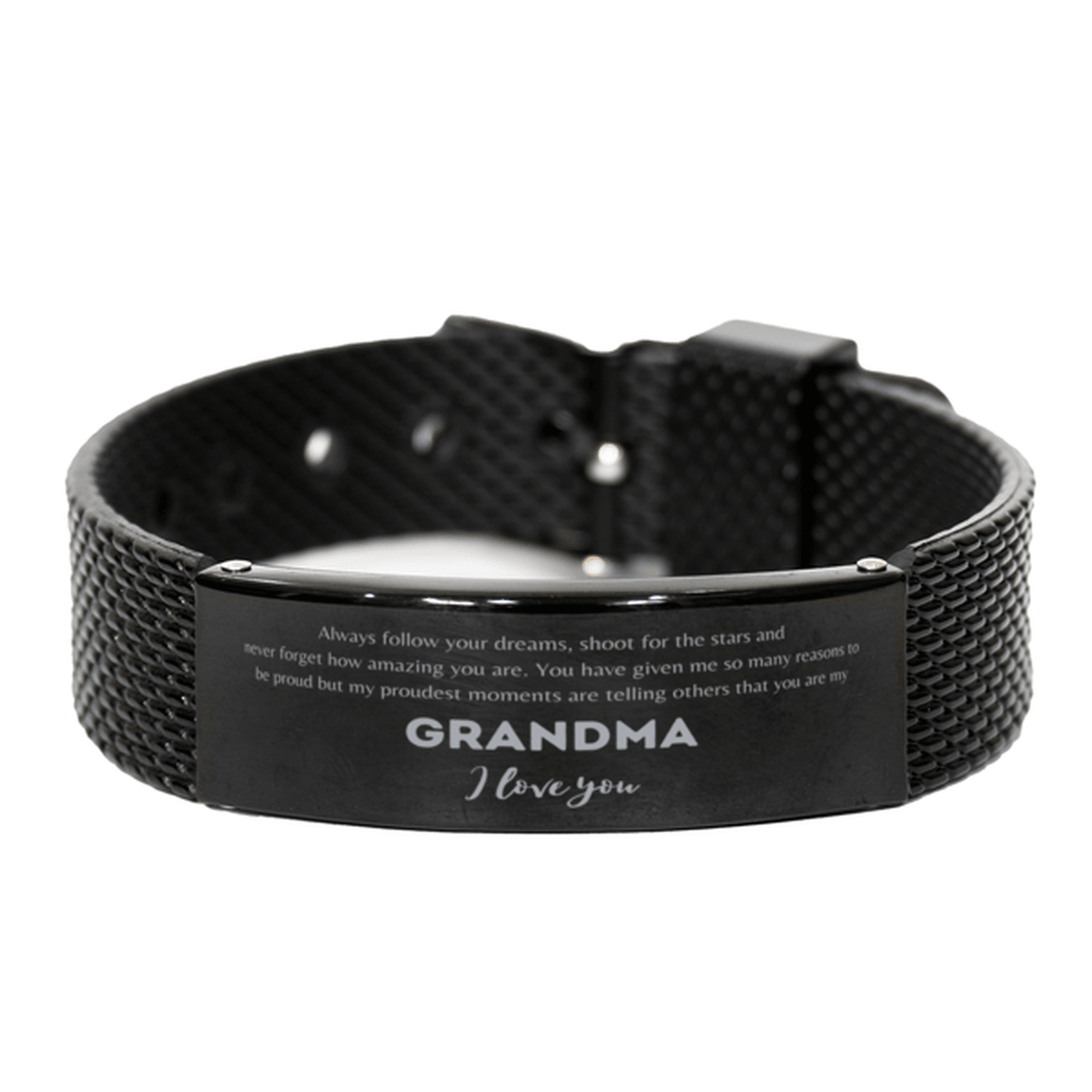 Black Shark Mesh Bracelet for Grandma Present, Grandma Always follow your dreams, never forget how amazing you are, Grandma Birthday Christmas Gifts Jewelry for Girls Boys Teen Men Women - Mallard Moon Gift Shop