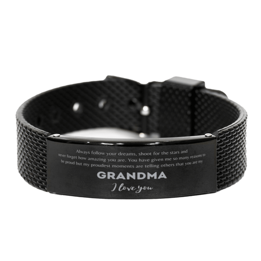 Black Shark Mesh Bracelet for Grandma Present, Grandma Always follow your dreams, never forget how amazing you are, Grandma Birthday Christmas Gifts Jewelry for Girls Boys Teen Men Women - Mallard Moon Gift Shop