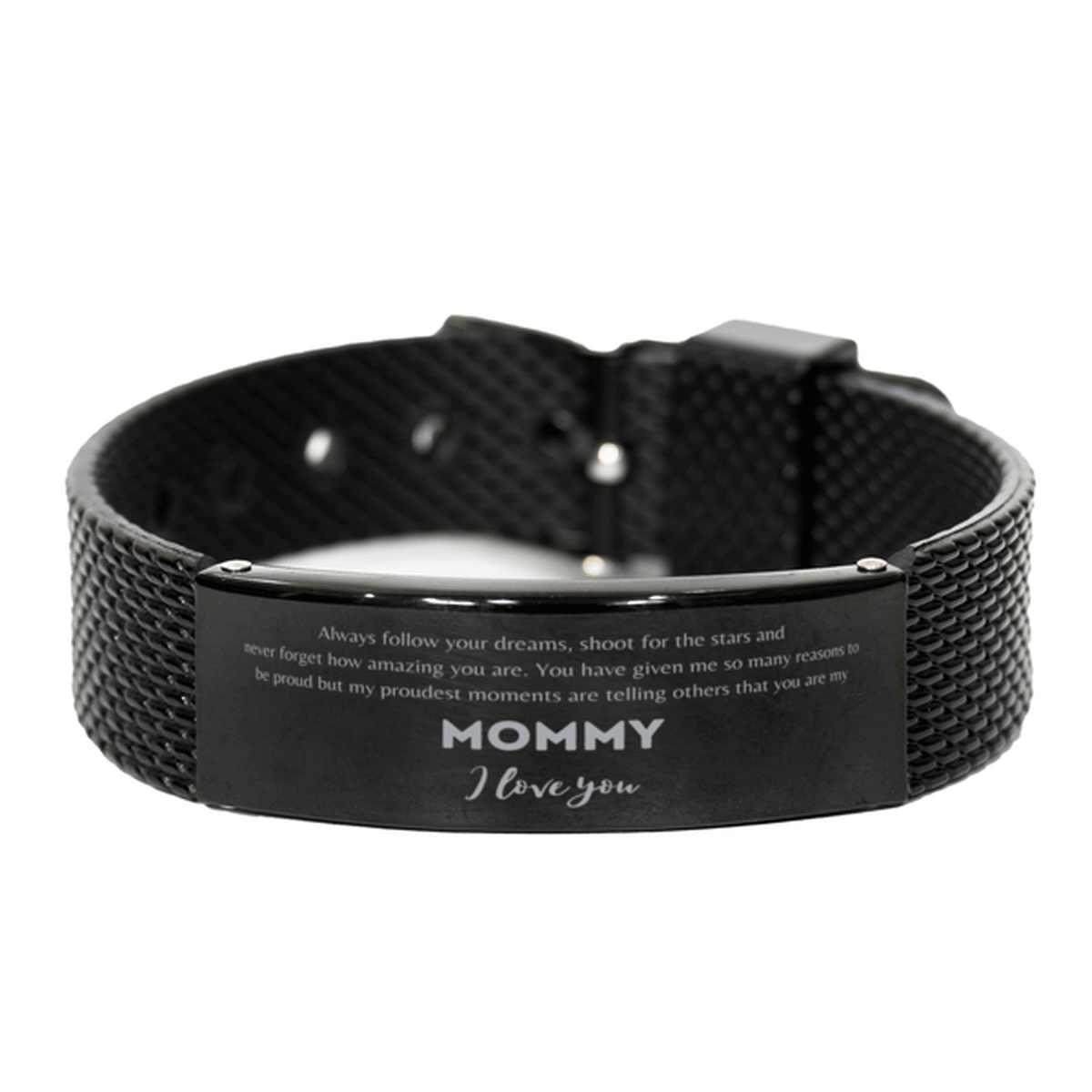 Black Shark Mesh Bracelet for Mommy Present, Mommy Always follow your dreams, never forget how amazing you are, Mommy Birthday Christmas Gifts Jewelry for Girls Boys Teen Men Women - Mallard Moon Gift Shop
