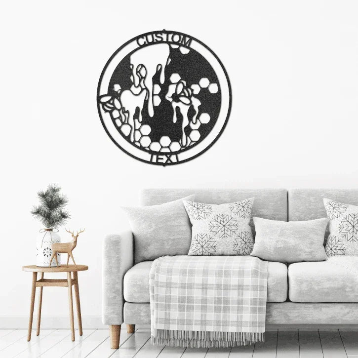 Honeybee Custom Name Metal Art Wall Sign