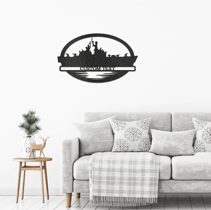 Navy Battleship USS South Carolina Silhouette Custom Metal Art Wall Sign - Mallard Moon Gift Shop