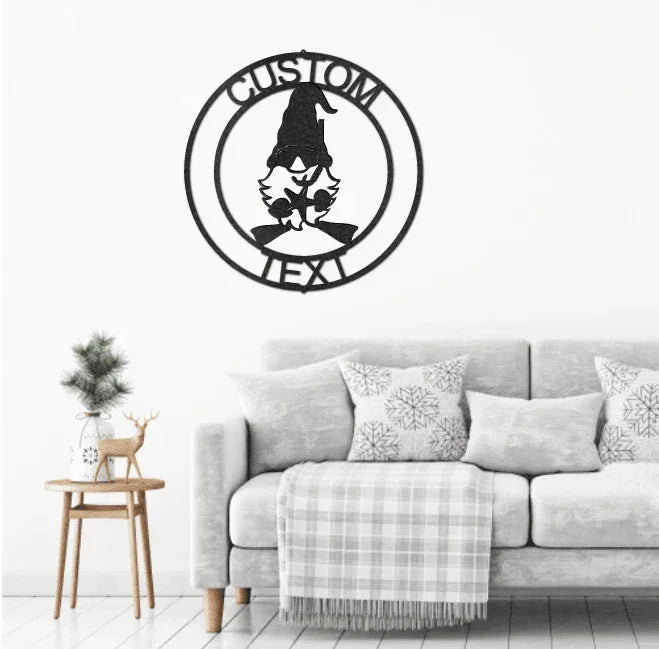Summer Gnome Custom Name Metal Art Wall Sign Home Decor